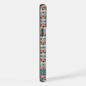 カスタマイズ可能なティール(緑がかった色)ブルーグリーンレッドアステカグレー iPhoneケース (右側面)