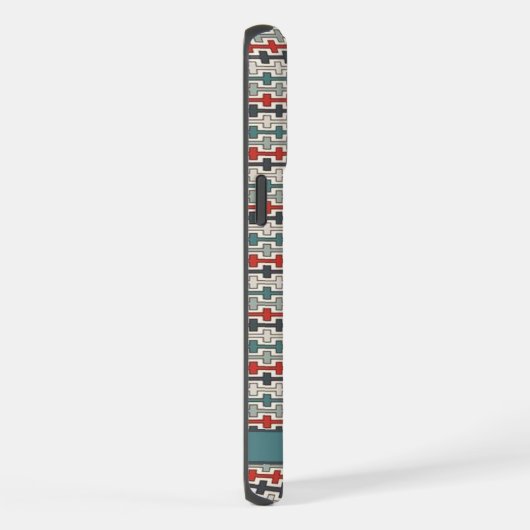 カスタマイズ可能なティール(緑がかった色)ブルーグリーンレッドアステカグレー iPhoneケース (右側面)