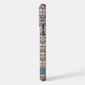 カスタマイズ可能なティール(緑がかった色)ブルーグリーンレッドアステカグレー iPhoneケース (左側面)