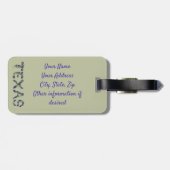 カスタマイズ可能なテキサス州ブルーボンネットワイルドフラワー ラゲッジタグ (裏面横)