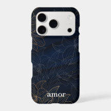 カスタマイズ可能なテキストが入ったダークフラワーフォンケース
