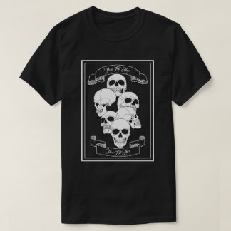 カスタマイズ可能なテキストとバナーを備えたドクロ ブラック Tシャツ