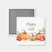 カスタマイズ可能なテキスト付きの秋の水彩かぼちゃ マグネット (正面/裏面)