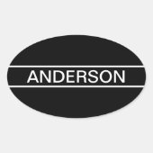 カスタマイズ可能なテキスト | モダンな黒と白の太字 楕円形シール (正面)