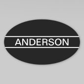 カスタマイズ可能なテキスト | 太い モダン 黒と白 楕円形シール