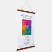 カスタマイズ可能なテンプレートビジネス会社ロゴ文字 吊り下げ型タペストリー (傾斜あり)