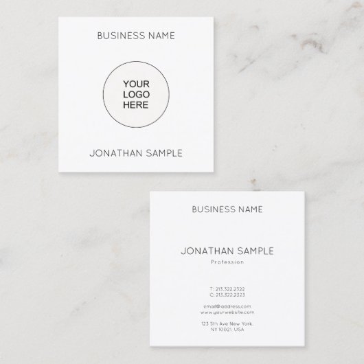 カスタマイズ可能なテンプレート会社のロゴのアップロード スクエア名刺 (正面/裏面)