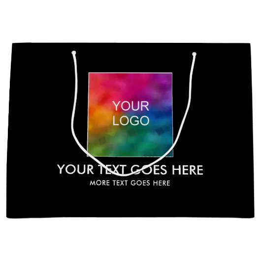 カスタマイズ可能なテンプレート文字ビジネスロゴはこちら ラージペーパーバッグ (正面)