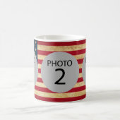 カスタマイズ可能なテンプレート3アメリカ国旗の写真 コーヒーマグカップ (中央)