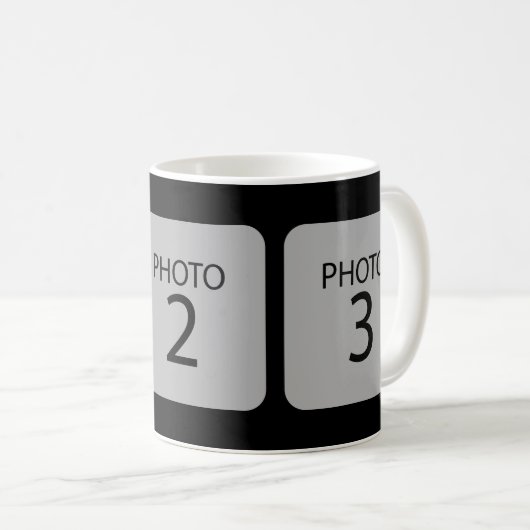 カスタマイズ可能なテンプレート3正方形の写真 コーヒーマグカップ (正面右)