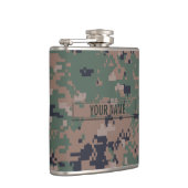カスタマイズ可能なデジタル森林カムフラージュ フラスク (右)