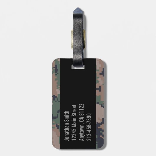 カスタマイズ可能なデジタル森林カムフラージュ ラゲッジタグ (裏面縦)