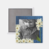 カスタマイズ可能なデニムとデイジーフォトマグネット マグネット (正面/裏面)