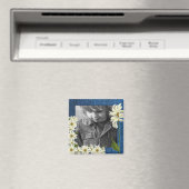 カスタマイズ可能なデニムとデイジーフォトマグネット マグネット (インサイチュ (食洗機))