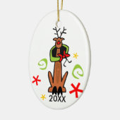 カスタマイズ可能なトナカイの休日オーナメント セラミックオーナメント (左)