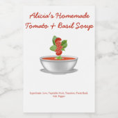 カスタマイズ可能なトマト&バジルスープ フードラベル (シングルラベル)