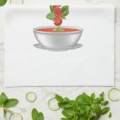 カスタマイズ可能なトマト＆バジル スープ キッチンタオル (折り畳み)