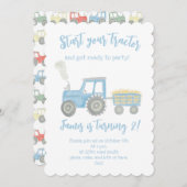カスタマイズ可能なトラクターの誕生日招待状 招待状 (正面/裏面)