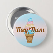 カスタマイズ可能なトランスジェンダープライドアイスクリームの代名詞 缶バッジ (正面&裏面)