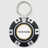 カスタマイズ可能なトランプのポーカーチップ白黒キーチェーン キーホルダー (裏面)