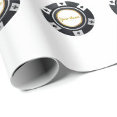 カスタマイズ可能なトランプのポーカーチップ白黒金ゴールドパターン ラッピングペーパー (ロールコーナー)