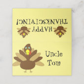 カスタマイズ可能なトルコ感謝祭座席表 プレイスカード (外部開封)