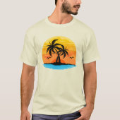 カスタマイズ可能なトロピカルアイランドのヤシの木 Tシャツ (正面)
