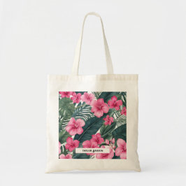 カスタマイズ可能なトロピカルピンクホリデーフローラプリント トートバッグ