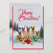 カスタマイズ可能なドイツの羊飼い犬のクリスマスカード 案内状 (正面/裏面)