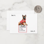 カスタマイズ可能なドイツシェパードの子犬のバレンタイン ノートカード (正面/裏面インサイチュ)