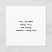 カスタマイズ可能なドッグウォーカーミニマリストロゴ スクエア名刺 (裏面)