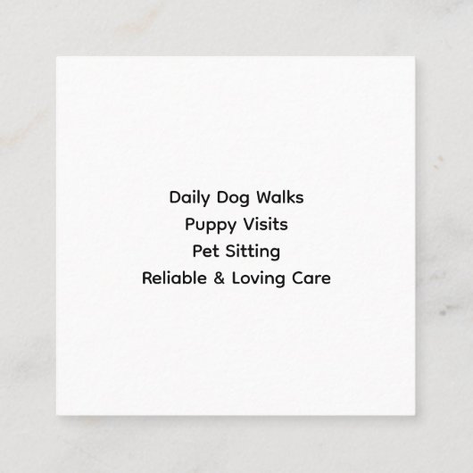 カスタマイズ可能なドッグウォーカーミニマリストロゴ スクエア名刺 (裏面)