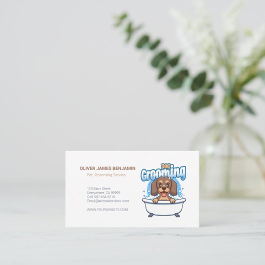 カスタマイズ可能なドッググルーミングのプロフェッショナルでスタイリッシュなデザイン 名刺 (スタンド正面)