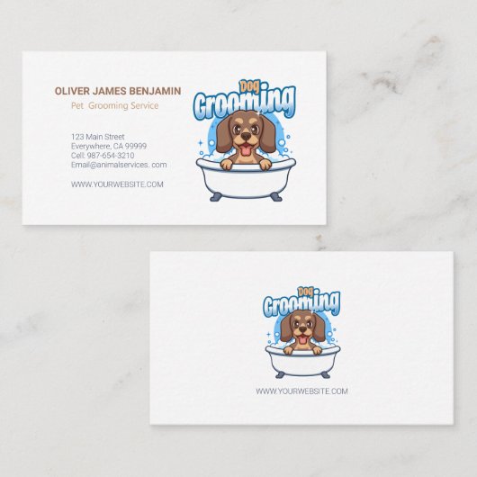 カスタマイズ可能なドッググルーミングのプロフェッショナルでスタイリッシュなデザイン 名刺 (正面/裏面)