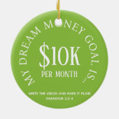 カスタマイズ可能なドリームマネー金融ゴールビジョン セラミックオーナメント (裏面)