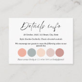 カスタマイズ可能なドレスコード＆ガーデンカクテル ウェディング エンクロージャーカード (裏面)