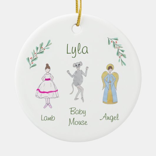 カスタマイズ可能なナツクラッカーラム/ベビーマウス/天使 セラミックオーナメント (正面)