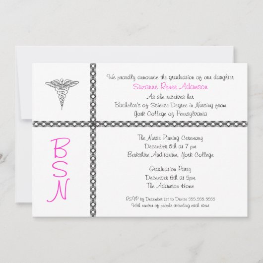 カスタマイズ可能なナースの卒業の招待BSN LPN RN 招待状 (正面)