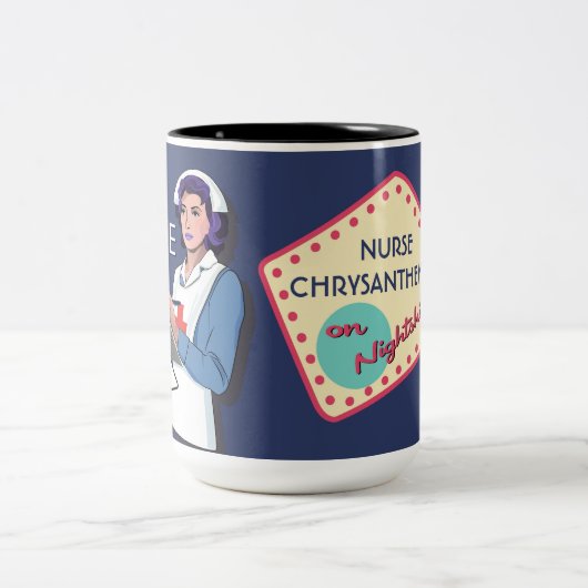 カスタマイズ可能なナースオンナイトシフト2トーンコーヒーM ツートーンマグカップ (中央)