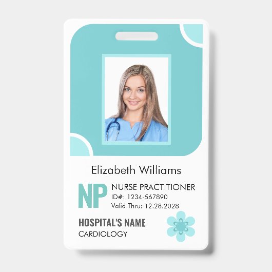 カスタマイズ可能なナースプラクティショナフォトIDセキュリティ バッジ (表面)