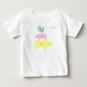 カスタマイズ可能なニワトリ・ブタ・ウシ ベビーTシャツ