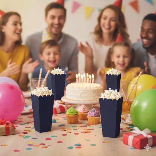 カスタマイズ可能なネイビーブルーのシンプルで魅力的なポップコーン フェイバーボックス