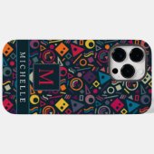 カスタマイズ可能なネイビーブルーピンクパープルジオメトリ Case-Mate iPhoneケース (裏面 (横))