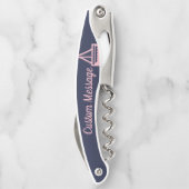 カスタマイズ可能なネイビー&ピンクの帆船コルクスクリュー ソムリエナイフ (裏面)