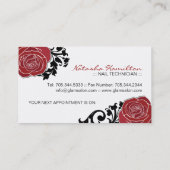 カスタマイズ可能なネイリストの名刺 予約カード (裏面)