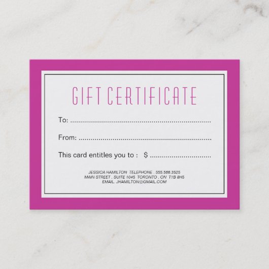 カスタマイズ可能なネイルサロンのギフト券 割引カード (正面)