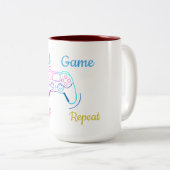 カスタマイズ可能なネオンゲームデザイン ツートーンマグカップ (正面右)