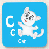カスタマイズ可能なネコのABC: 文字C - お名前を追加 コースター (正面)