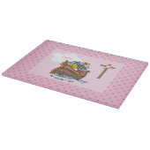 カスタマイズ可能なノアのアークベビーバプテスマ、ガールピンク カッティングボード (角)