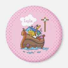 カスタマイズ可能なノアのアークベビーバプテスマ、ガールピンク